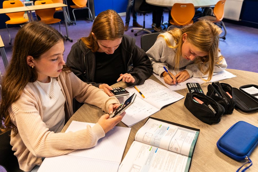 Leerlingen in het klaslokaal atheneum-plus wiskunde opdrachten