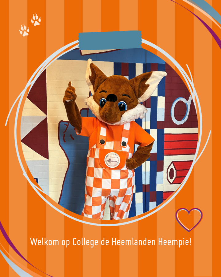 Heempie de Vos mascotte College de Heemlanden
